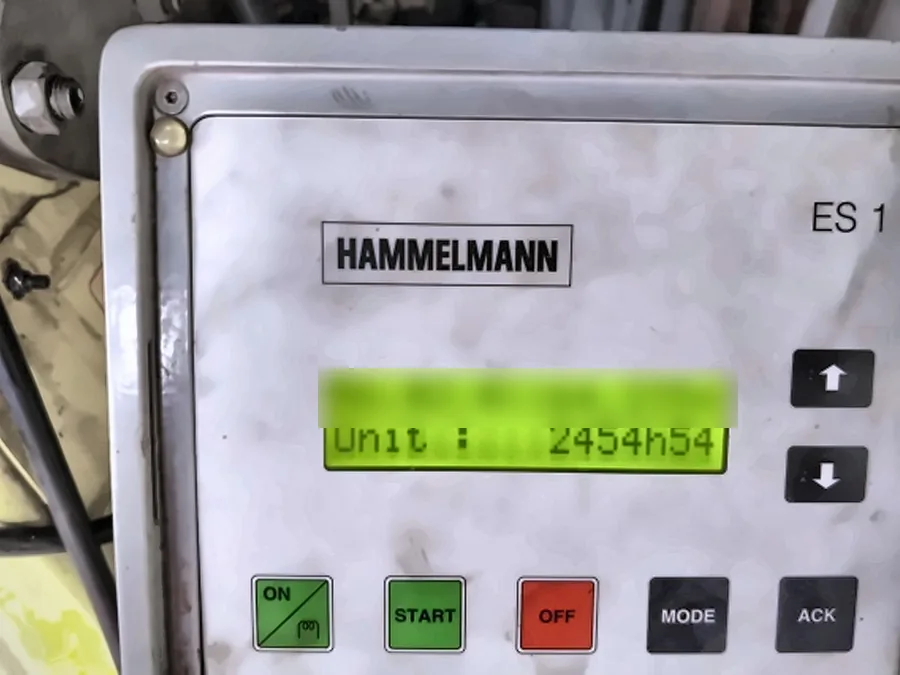 Hammelmann pump control unit showing operating hours